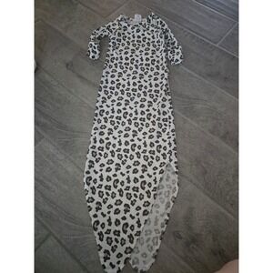 Starting Out Baby Leopard Print Knotted Sleeper Gown OS Long Sleeve Mitten Cuffs